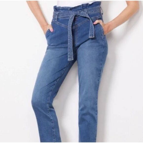 Kut From The Kloth Reese High Rise Ankle Light Soft Summer Paper Bag Jeans Sz 14